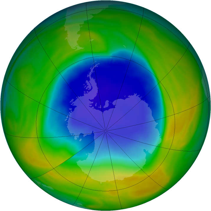 Antarctic ozone map for 03 November 2005